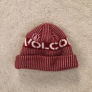 A classic Volcom red beanie